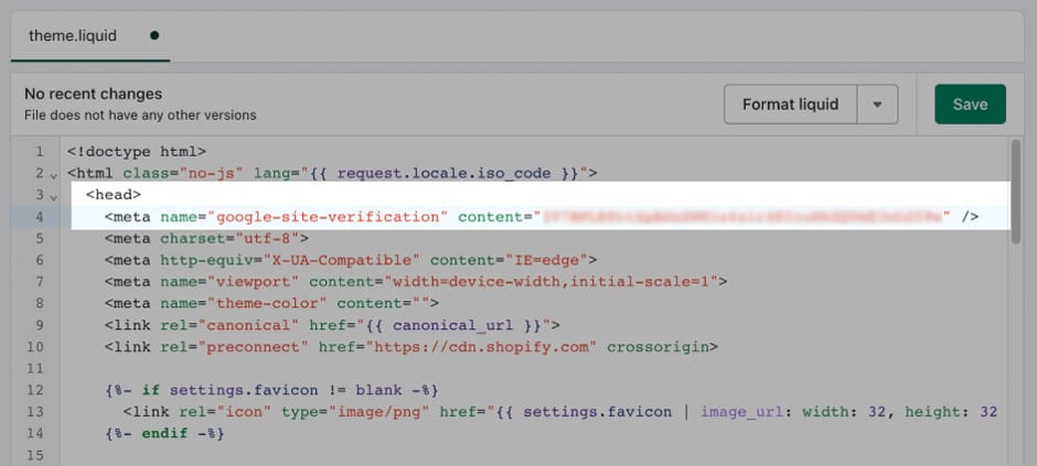 HTML koda za verifikacijo spletne strani